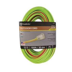 100 ft. 12/3 SJTW Outdoor Extension Cord w/ Light End Green/Red 2549SW0054 (Pack of 4)