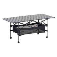 Portable Roll Up Camping Table – Adjustable Aluminum Outdoor Table with Storage & Carry Bag (Black)