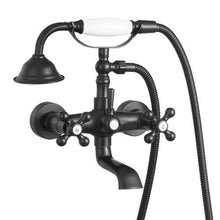 Clawfoot Tub Faucet Wall-Mount Bathtub Filler with Handheld Shower Matte Black Adjustable Arms & 360° Spout