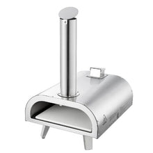 Outdoor Pizza Oven 12" Pellet Wood-Fired Pizza Maker with Thermometer Pizza Stone & Carry Bag (Silver)