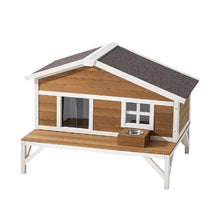 Insulated Elevated Cat House with Foam Waterproof Wooden Shelter 43.5" x 33.5" x 31"