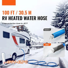 100FT Heated RV Water Hose-Self-Regulating, Antifreeze Protection to -45°F, BPA & Lead-Free, 5/8" I.D. with 3/4" GHT Adapter