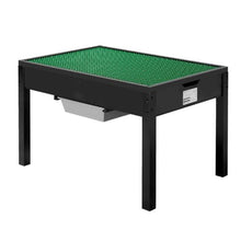 3+ aged Kids Wooden Activity Table Double-Sided Blocks Table with Storage Black for Kids with Building Blocks