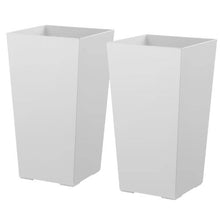 22" Tall Planters Large White Tapered Outdoor Flower Pots with Casters Inner Pots & Drainage (Set of 2)