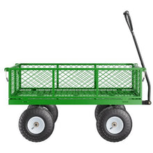 900 LBS Steel Garden Cart Heavy-Duty Wagon with 10" Tires & Removable Mesh Sides