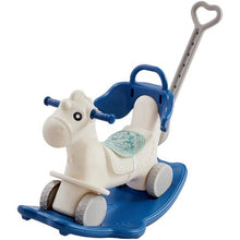 4-in-1 Rocking Horse for Toddlers Ride-on Toy with Balance Board & Wheels (Blue)