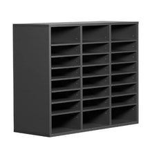 24-Compartment Wooden Literature Organizer with Adjustable Shelves for MDF Mail Sorter for Files & Documents (Grey)