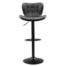 Modern PU Leather Bar Stool Set with Back and Footrest Height Adjustable for Kitchen Dining Room (Black)