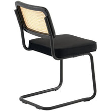 Set of 4 Rattan Back Velvet Dining Chairs for Home & Office