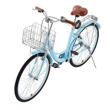 26" Light Blue Beach Cruiser Bike 1-Speed with Basket & Rear Rack for Cycling Exercise & Shopping