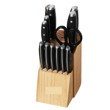 15-Piece High Carbon Stainless Steel Knife Set with Sharpener & Wooden Block
