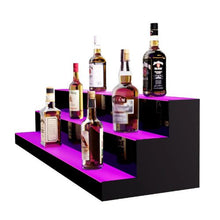 3-Tier LED Liquor Bottle Shelf, 40-Inch Lighted Bar Display with App/RF Remote 7 Colors & Timer Acrylic Illuminated Stand for 30 Bottles