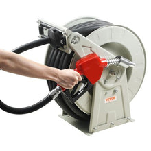 33 ft Heavy-Duty Carbon Steel Fuel Hose Reel with Automatic Fuel Nozzle, NBR Rubber Hose for Bunk