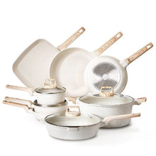 19 Piece Pots and Pans Set Nonstick and Granite Cookware Set for Kitchen (White)