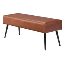 PU Leather Bedroom Bench with Metal Legs Upholstered Shoe Bench Stitched Design (Brown)