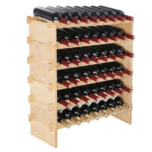 48 Bottle Wine Rack 6-Tier Solid Bamboo Wood Storage Racks for Kitchen Bar (Natural Color)
