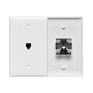 6P4C Midsize Telephone Wall Jack White 40539-PMW