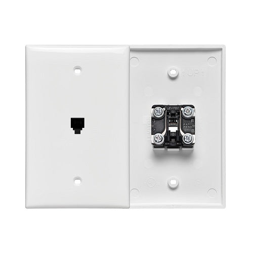 6P4C Midsize Telephone Wall Jack White 40539-PMW