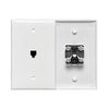 Leviton 6P4C Midsize Telephone Wall Jack White 40539-PMW