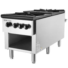 Commercial 2-Burner Gas Stove 180,000 BTU Propane/Natural Gas Range Stainless Steel