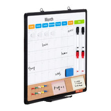 24"x 18" Monthly Calendar Whiteboard & Cork Board Combo with Aluminum Frame – 2-in-1 for School &Office