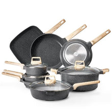 19 PiecePots and Pans Set Nonstick and Granite Cookware Set for Kitchen (Black)