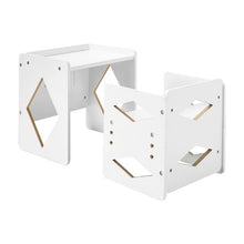 Kids Montessori Table and Chair Set Adjustable Height (White)