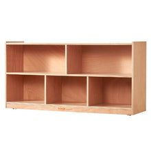 5-Compartment Cubby Mobile Tray Storage Cabinet 2-Shelf Classroom Cubbies (Natural)