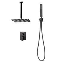12" Square Ceiling Mount Rainfall Shower System – (Matte Black)