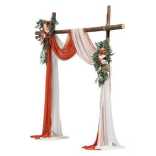 21' Ft Burnt Orange Wedding Arch Draping Fabric Reception Backdrop Wedding Decoration Artificial Wedding Arch Flowers Kit XH-HQ04 (Pack of 4)