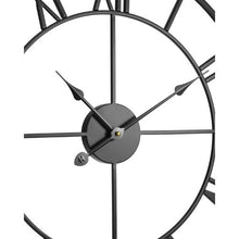 Wall Clock 24" Roman Numeral Wall Clock, Silent Battery Operated Round Clock (Black)