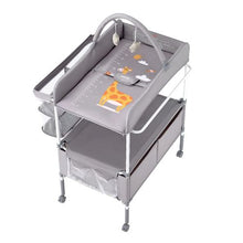Adjustable Baby Changing Table with Drawers Foldable Diaper Station with Wheels Side Basket Hanging Rod & Star Toys (Light Gray)