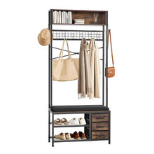 70.9" Hall Tree Coat Rack with Shoe Bench & 3 Drawers – 3-in-1 Organizer with Hooks Shelves & Steel Frame for Entry Bedroom