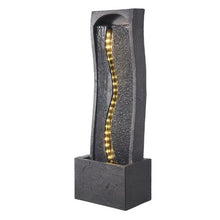 LED 1-Tier Rock Water Fountain 38.6" Floor Standing with Pump & Light Indoor/Outdoor Garden Decor