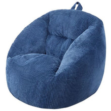 3ft Memory Foam Bean Bag Chair with Armrests & Pocket Teddy Velvet Cover (Blue)