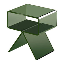 Green Acrylic Nightstand Clear Side Table with Storage Shelf 11.8 x 15.4 x 17-Inc No Assembly