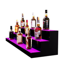 LED Lighted Liquor Bottle Display, 3-Tier 48" Illuminated Bar Shelf with RF Remote & Multicolor Lighting