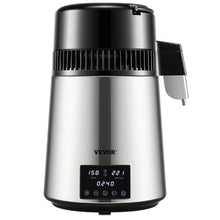 1.1 Gal Water Distiller 0.4 Gal/H 1750W 304 Stainless Steel Countertop Maker Dual Temp Display Glass Carafe & 3 Carbon Packs - (Silver)