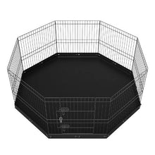 Dog Playpen 8-Panel Foldable Metal Pet Fence with Pad & Stakes 24" H Indoor/Outdoor