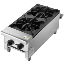 Commercial 2-Burner Gas Stove 56,000 BTU Propane/Natural Gas Countertop Range Stainless Steel