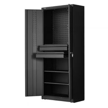 Metal Storage Cabinet 180 LBS Capacity 70.87" Tall 2 Locking Doors Adjustable Shelves 2 Drawers & Pegboard
