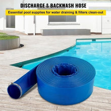 100FT PVC Lay Flat Backwash Drain Hose with Clamps – Heavy Duty, Weatherproof