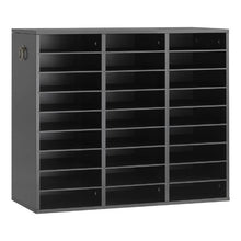 Wood Literature Organizer 27 Compartments Adjustable Shelves Countertop File Sorter (Black)
