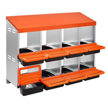 2-Tier Chicken Nesting Box 8-Compartment Metal Roll-Out Egg Box for Hens Ducks & Poultry