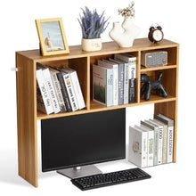 Desktop Bookshelf 1-Tier Storage Rack with Anti-Slip Feet (Wood Color)