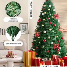 Prelit Flocked Artificial Christmas Tree Xmas for Home Party Office Decoration (7.5FT)