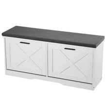 39.4 x 12.0 x 18.7 In Entryway Shoe Storage Bench with Flip Drawers for Hallway Living Room Bedroom (Black + White)