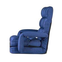 5-Position Adjustable Folding Floor Chair with Armrests & Back Support (Dark Blue)
