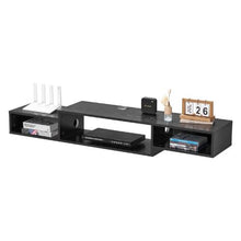 59 Inch Floating TV Console Wall Mount Entertainment Center with Storage & Power Outlet (Black)