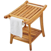 Teak Shower Bench Waterproof with Storage Shelf & Non-Slip Feet 300 LBS Capacity